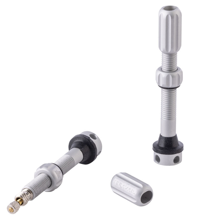 Teravail Alloy Tubeless Valves - Pair 48mm Matte Silver