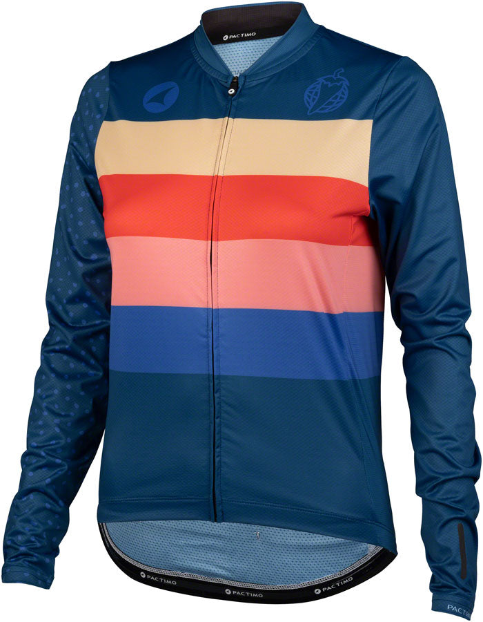 Salsa Team Polytone Women's Long Sleeve Jersey - Dark Blue w/ Stripes Large