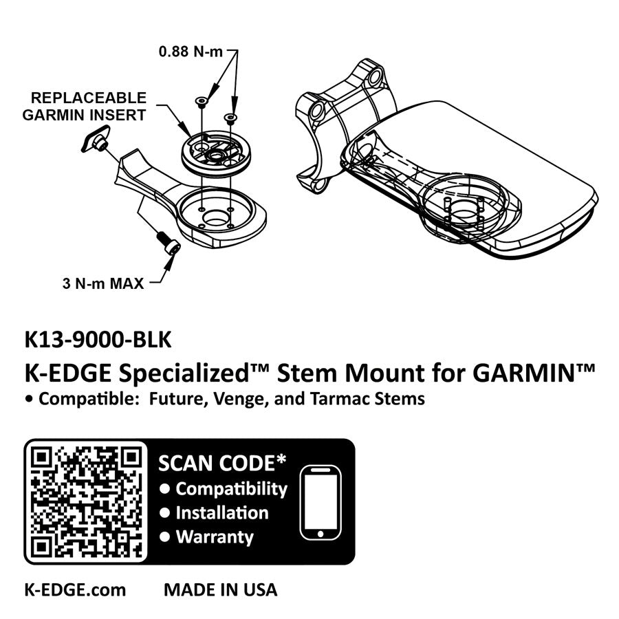 K-EDGE Garmin Specialized Future Mount - Black – Cahaba Cycles
