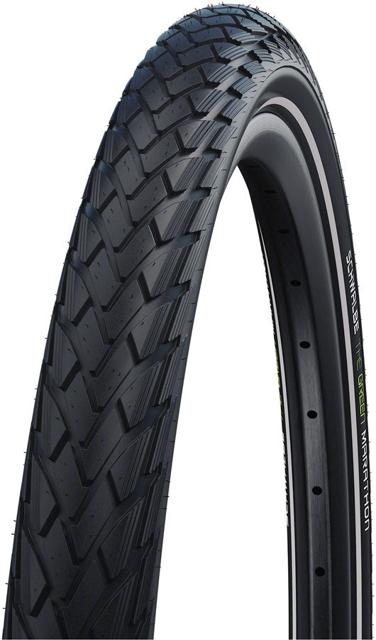 Schwalbe Green Marathon Tire - 700 x 35-37 Clincher Wire BLK/Reflective Performance Line GreenGuard TwinSkin Addix