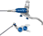 Hope EVO GR4 Disc Brake Lever Set - Left Hand Post Mount 4-Piston Braided Hydraulic Hose Silver/Blue